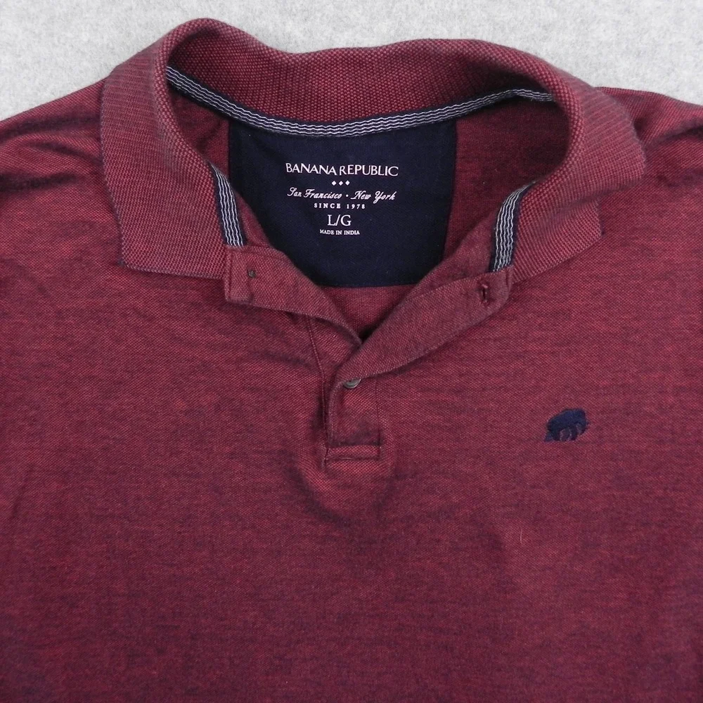Banana Republic Polo Shirt Mens Large Golf Casual Knit Logo Red Short Sleeve